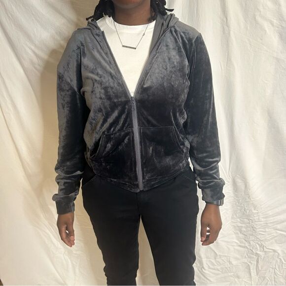 C-mode Grey Velvet Super Soft Leggings and Zip UP Hoodie Set - Picture 15 of 16